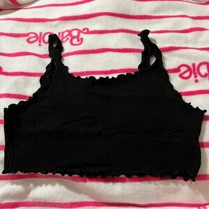 Black Lettuce Trim Cropped Tank Top NWOT